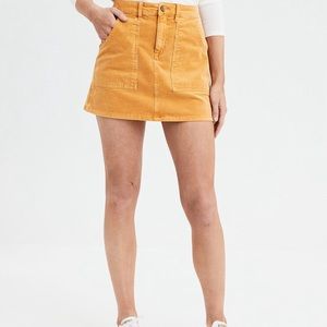 American Eagle Super Stretch Hi Rise A-Line Corduroy Skirt size 6, 8 Mustard